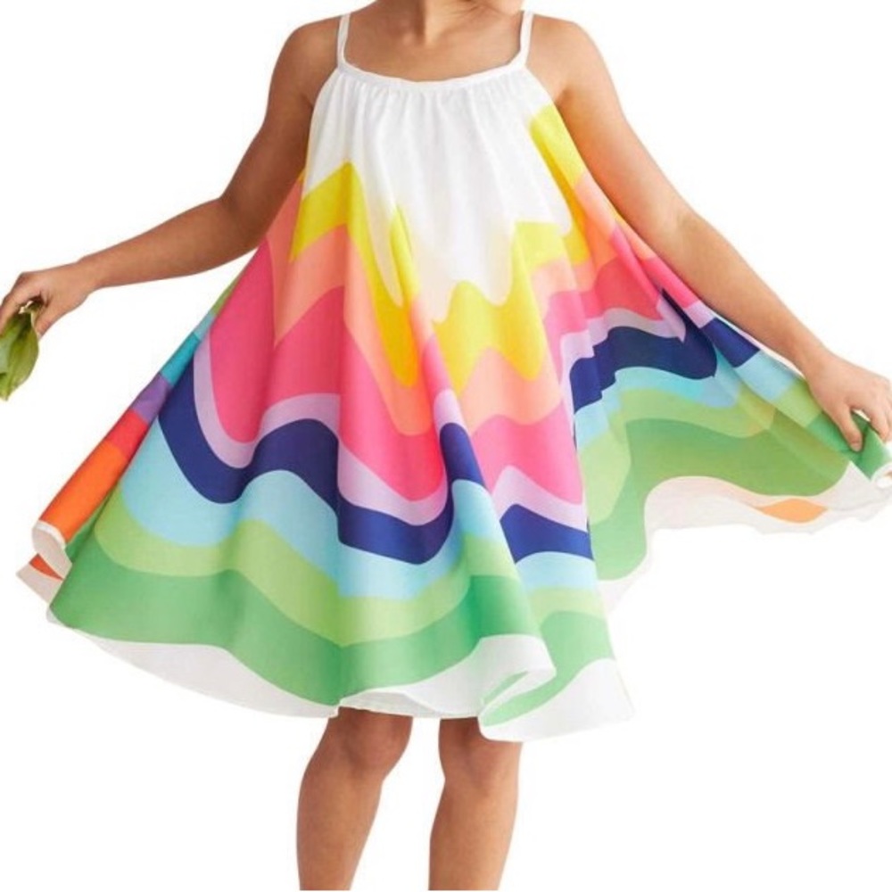 Girls Rainbow Print  Sundress Fits 5-8